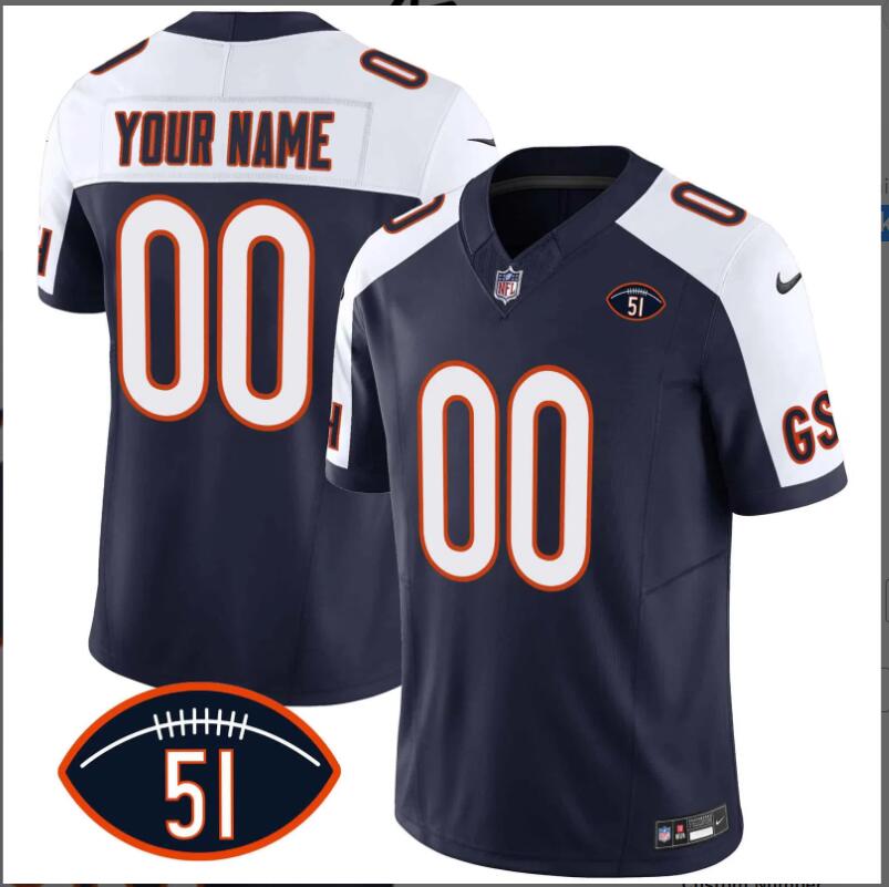 Men 2024 Nike NFL Chicago Bears Dick Butkus Patch GSH Vapor Custom Jersey